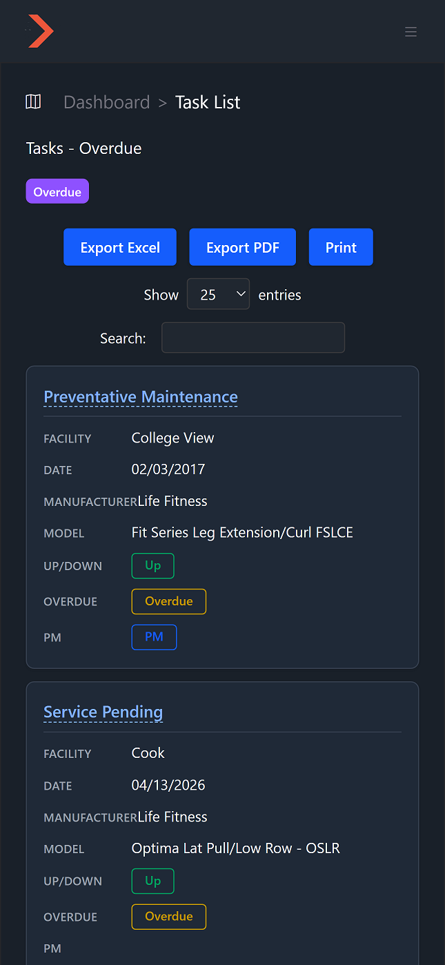 Task list on mobile showing tasks as expandable cards with details